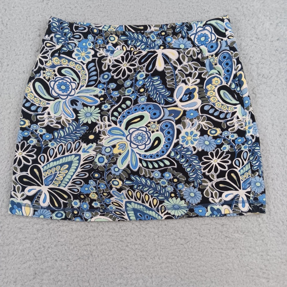 Talbots Skort Floral Paisley Women S Blue Activewear‎ Zip Pocket ID2726 10/19